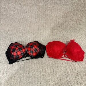 Victoria Secret Elegant Red and Black Lace Bras